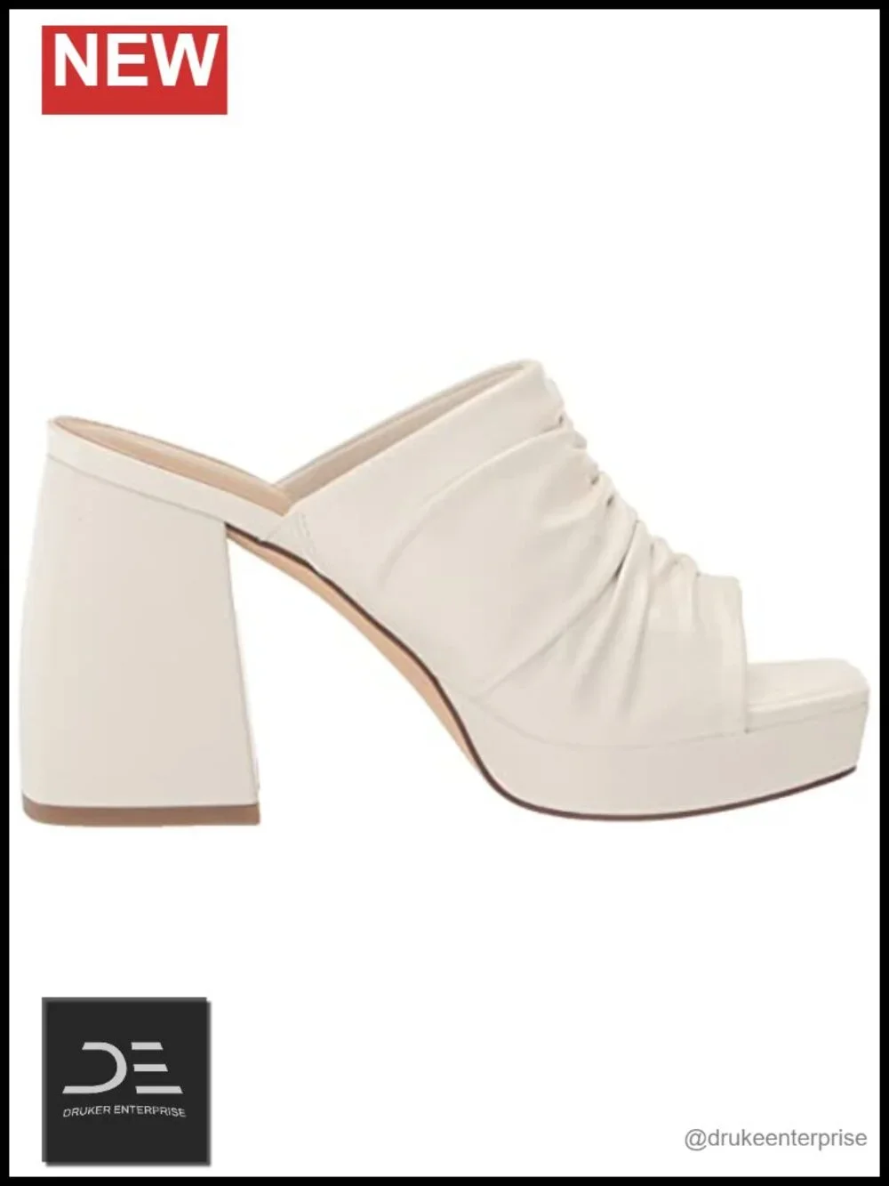 Women's Anika Wedge Heels Ruched Open Square Toe Slip On Block Heel